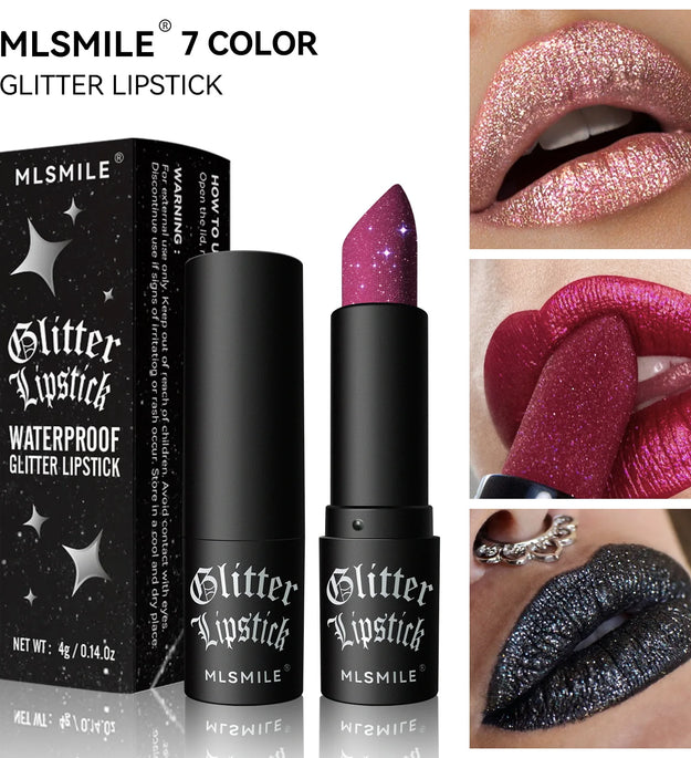 MLSMILE Multi-Color Non-stick Cup Matte Lipstick Flash Lasting Easy Color Diamond Lipstick Dark Halloween Look