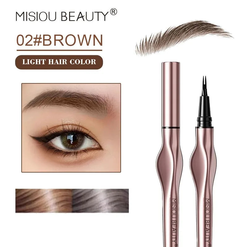 2 Point Wild Eyebrow Pencil Long-Lasting Easy Grip Waterproof Thin Liquid Silkworm Brow Pen Korean Makeup for Eyebrow Tattoo