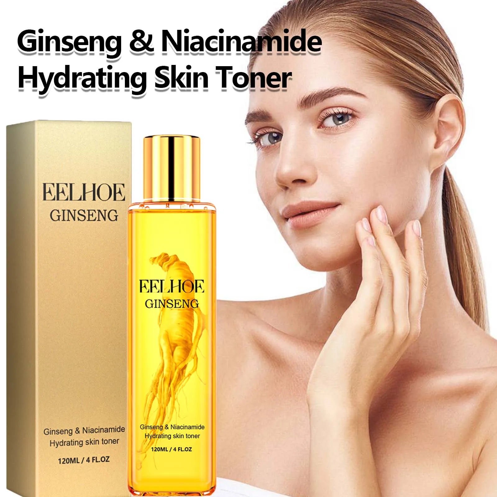 120ml Ginseng Facial Toner Shrink Pore Moisturizing Oil Control Nicotinamide Smoothing Whitening Facial Skin Care Toner Water