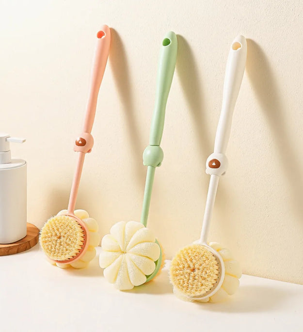 Two sided Shower Body Brush Silicone Long Handle Bathroom Wash Brush Bathing Massage Back Body Exfoliating Brush Bath Supplies