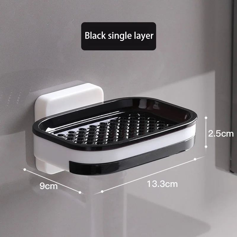 No Need for Perforated Wall Mounted Double Layer StorageDouble Layer DrainageHousehold Bathroom Storage Rack Soap Rack