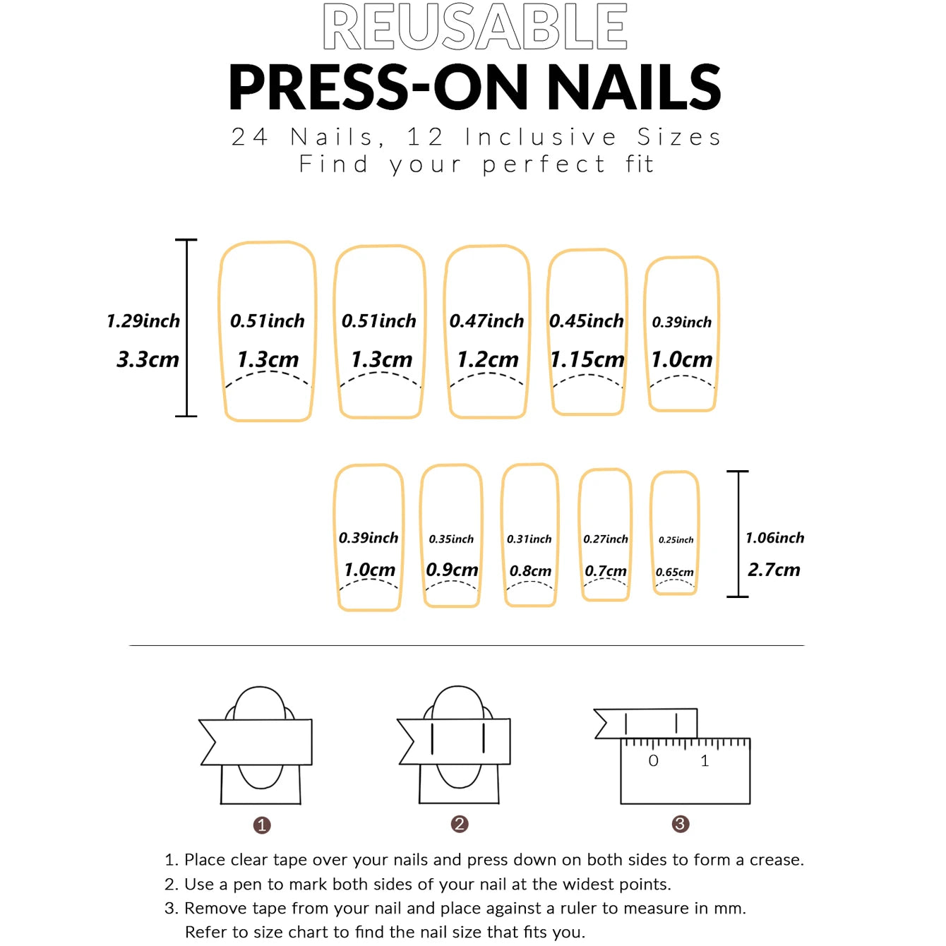 24PCS Rectangular false nails, snowflake striped gingerbread Design, Christmas False Nails, Acrylic Artificial Rubber Nails