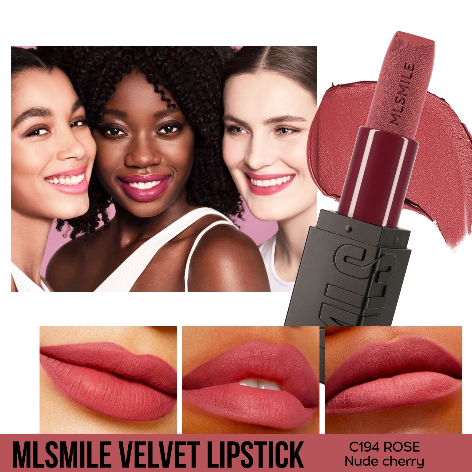 6-Color Embossed Matte Lipstick, Easy to Apply, Moisturizing and Natural Finish Long-Lasting Smooth Texture for Soft and Elegant
