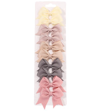 10Pcs/Set New Cute Solid Ribbon Bowknot Hair Clips for Baby Girls Handmade Bows Hairpin Barrettes Headwear Kids Hair Accessories - BlissFully