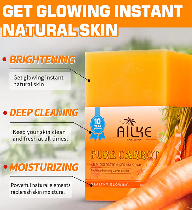 AILKE Pure Natural Carrot Anti-Oxidation Serum Soap, Whitening Soap Bar for All Skin Types, Cleaning Stains, With Vitamin C