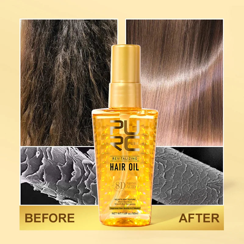 PURC Morocco Argan Oil Nourishing Hair Oil Smoothing Shine Soft Hair Serum Repair Damaged Frizz Dry Hair Treatment Hair Care