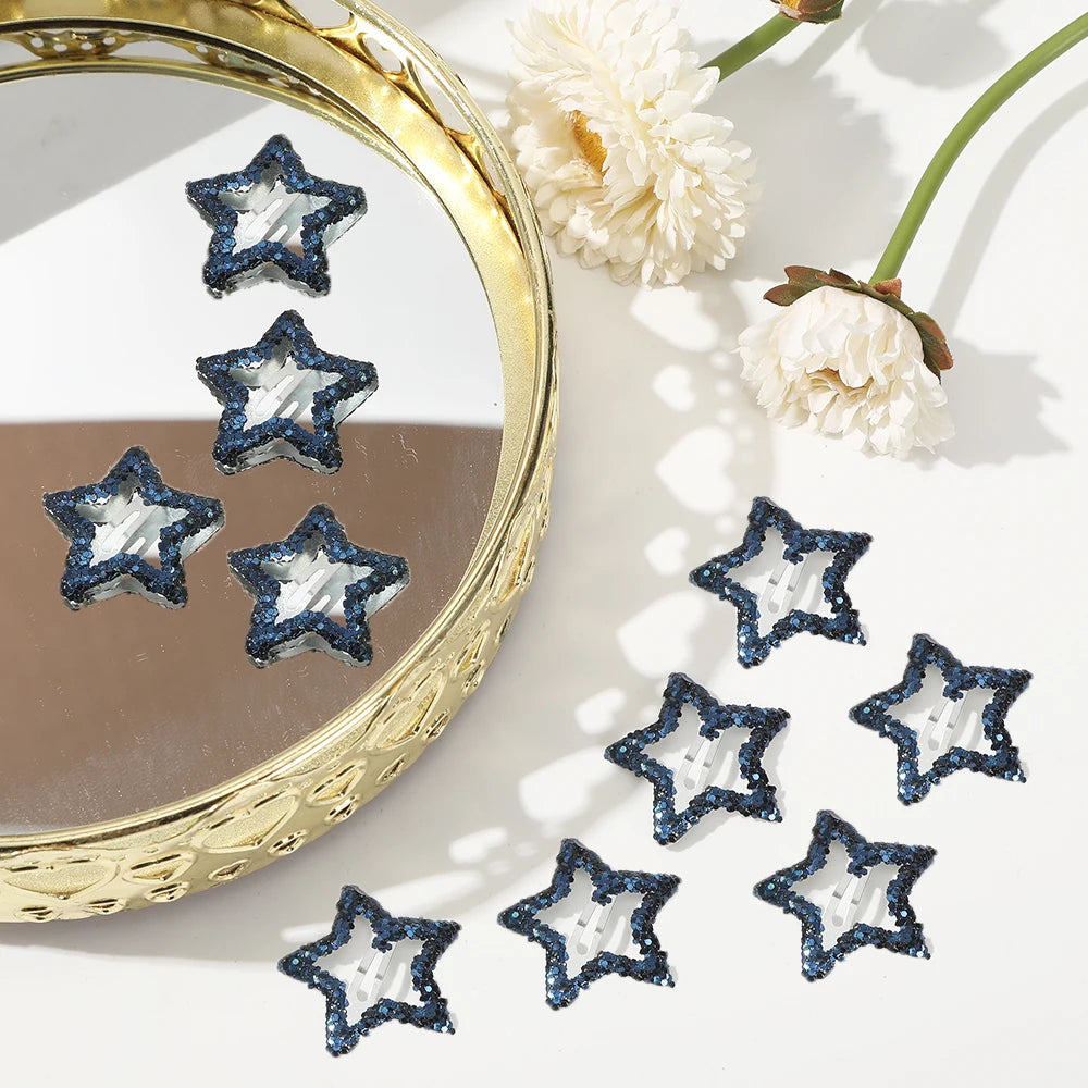AWAYTR 5 Pcs Hollowed Star Hair Clips Star Snap Hairpins Sweet Headpiece Hair Barrettes Hair Accessories for Girls Dropship