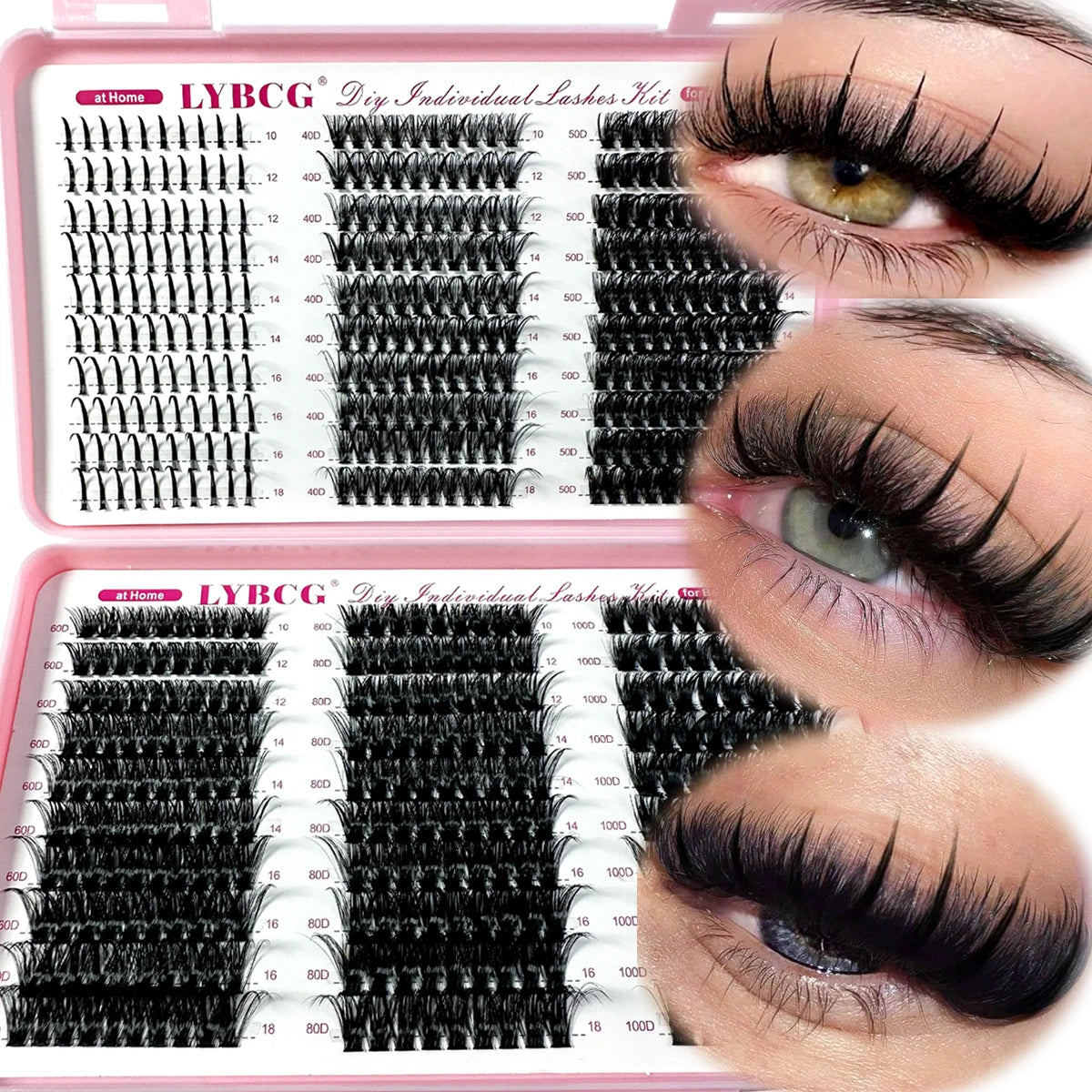 Spikes Lash Individuals Volume Eyelash Clusters D-Curly Lash Clusters Kit 10-20MM DIY Eyelash Extensions,6 Styles Lash Clusters