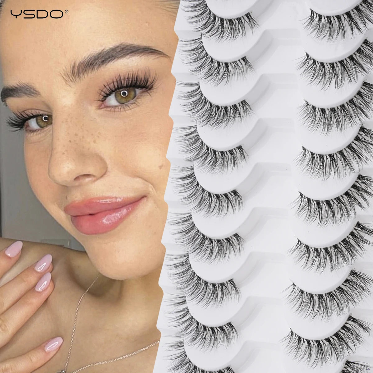 YSDO Natura Cat Eye Lashes 3/10 Pairs Faux 3d Mink Eyelashes Reusable Fake Eyelashes Tools Soft Wispy False Lashes maquillaje