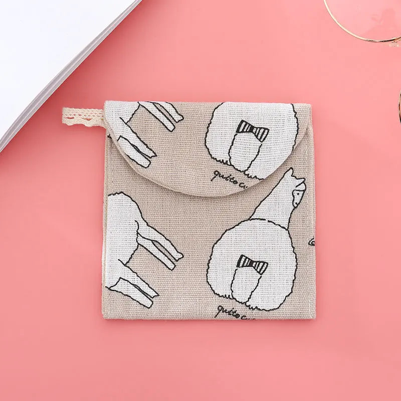 Women Sanitary Napkin Tampon Storage Bag Cute Sanitary Pad Pouches Portable Makeup Lipstick Key Earphone Data Cables Organizer
