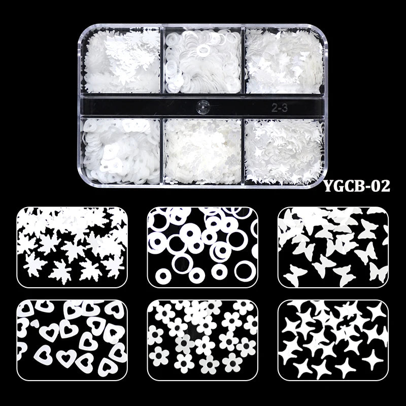 6Grids Holographic Square Nail Art Glitter Sequins Laser Ball Decoration Flakes Manicure Nails Supplies Professional Accessories