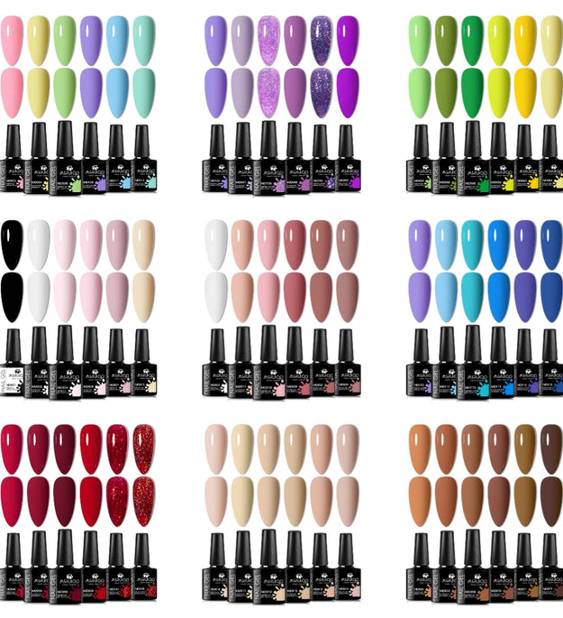 6pc All-season Gel Nail Polish Set Nude Pink Red Glitter Semi Permanent UV Gel Polish Kits All For Manicure Soak Off Vernis