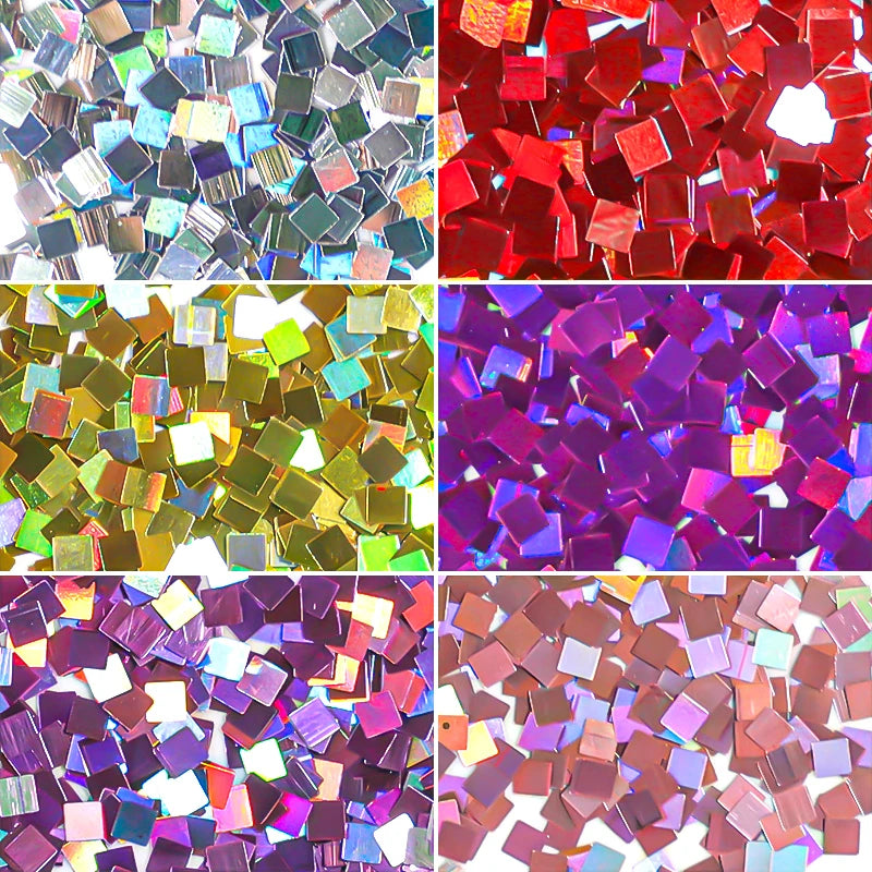 6Grids Holographic Square Nail Art Glitter Sequins Laser Ball Decoration Flakes Manicure Nails Supplies Professional Accessories