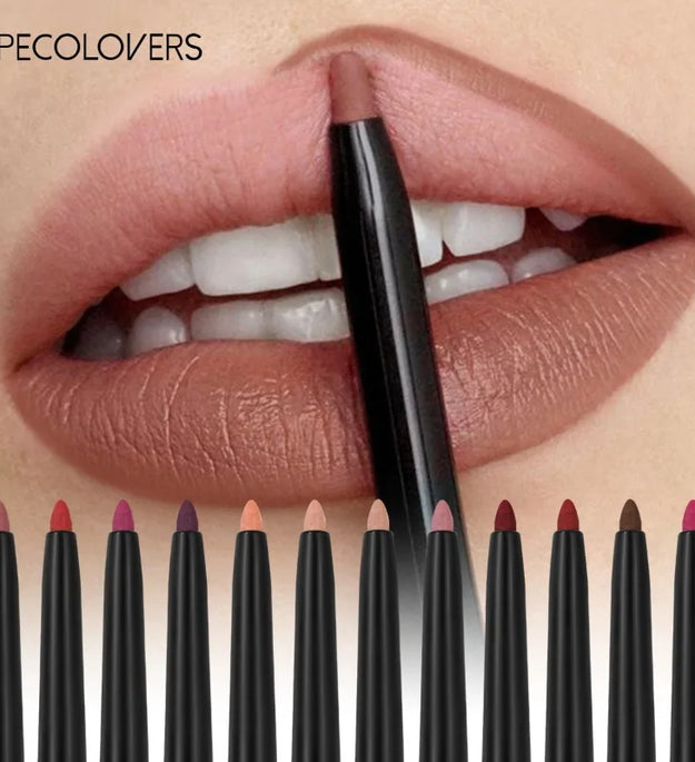 Waterproof Matte Lipliner Pencil Red Contour Tint Lipstick Long Lasting Non-stick Cup Moisturising Lips Makeup 12 Colors
