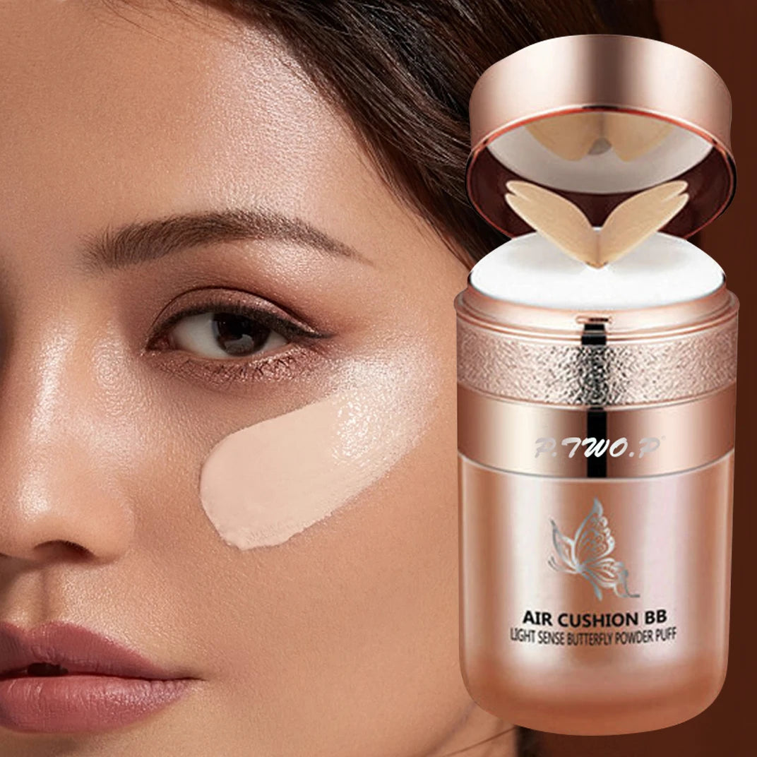 Air Cushion BB Cream Moisturizing Foundation Concealer Whitening Oil-control Waterproof Butterfly Powder Puff  Makeup Cosmetics - BlissFully