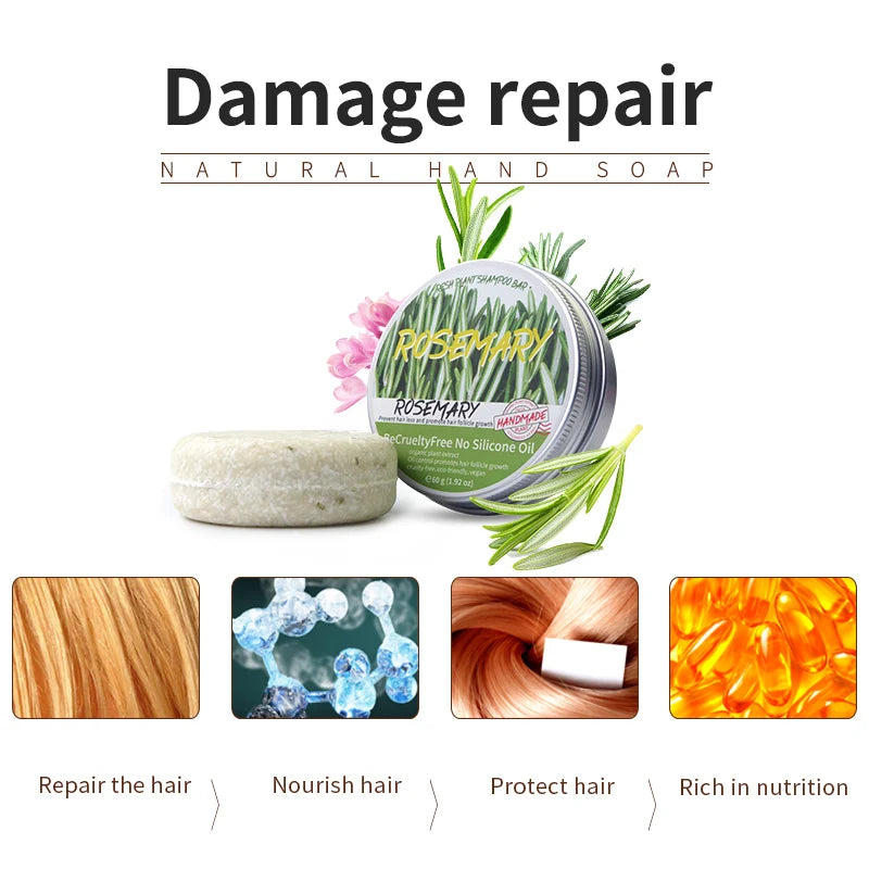 Rosemary shampoo soap without silicone oil plant shampoo soap cleanses the scalp nourishes hair controls oil - BlissFully