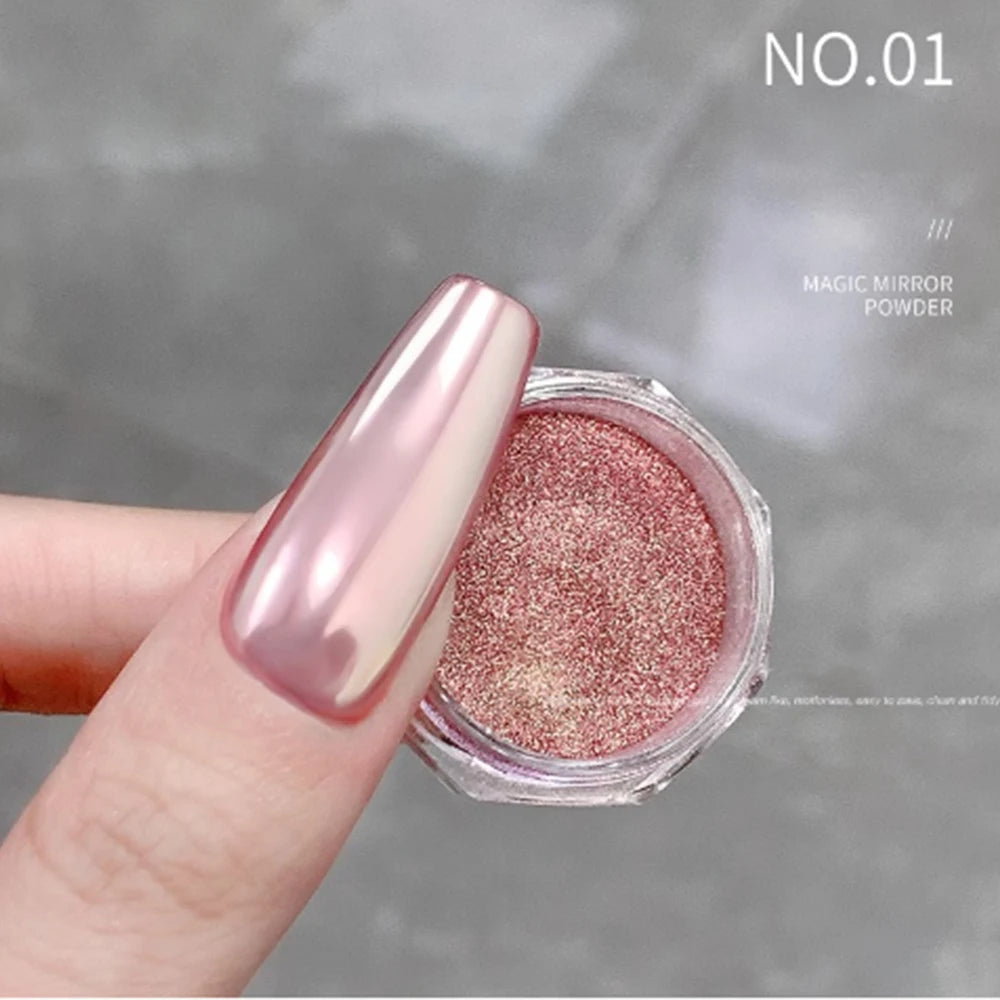 1Jars High-Gloss Plating Aurora Mirror Nail Powder Net0.5g Moonlight Pearl White Rubbing Powder Super-Shiny Manicure Chrome Dust