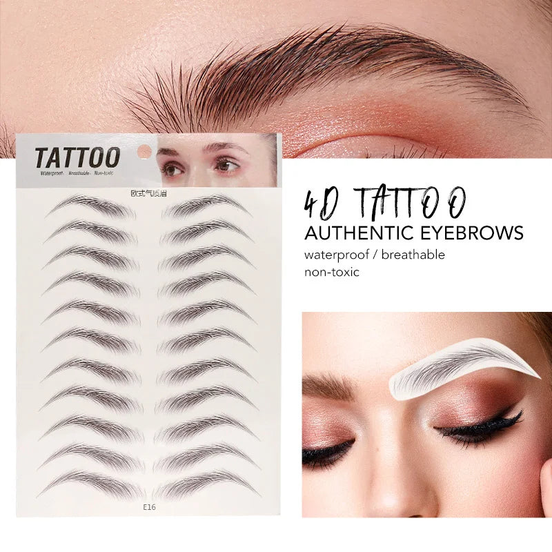 4D Hair Like Eyebrows Makeup Waterproof Eyebrow Tattoo Sticker Long Lasting Natural Fake Eyebrow Stickers Cosmetics 10 pairs 1PC