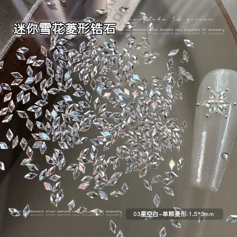 100pcs Shiny Zircon Rhinestones Nail Charms 1.5*3mm Mini Rhombic Nails Gemstones Flatback Nail Art Craft Diamonds Decoration GT5