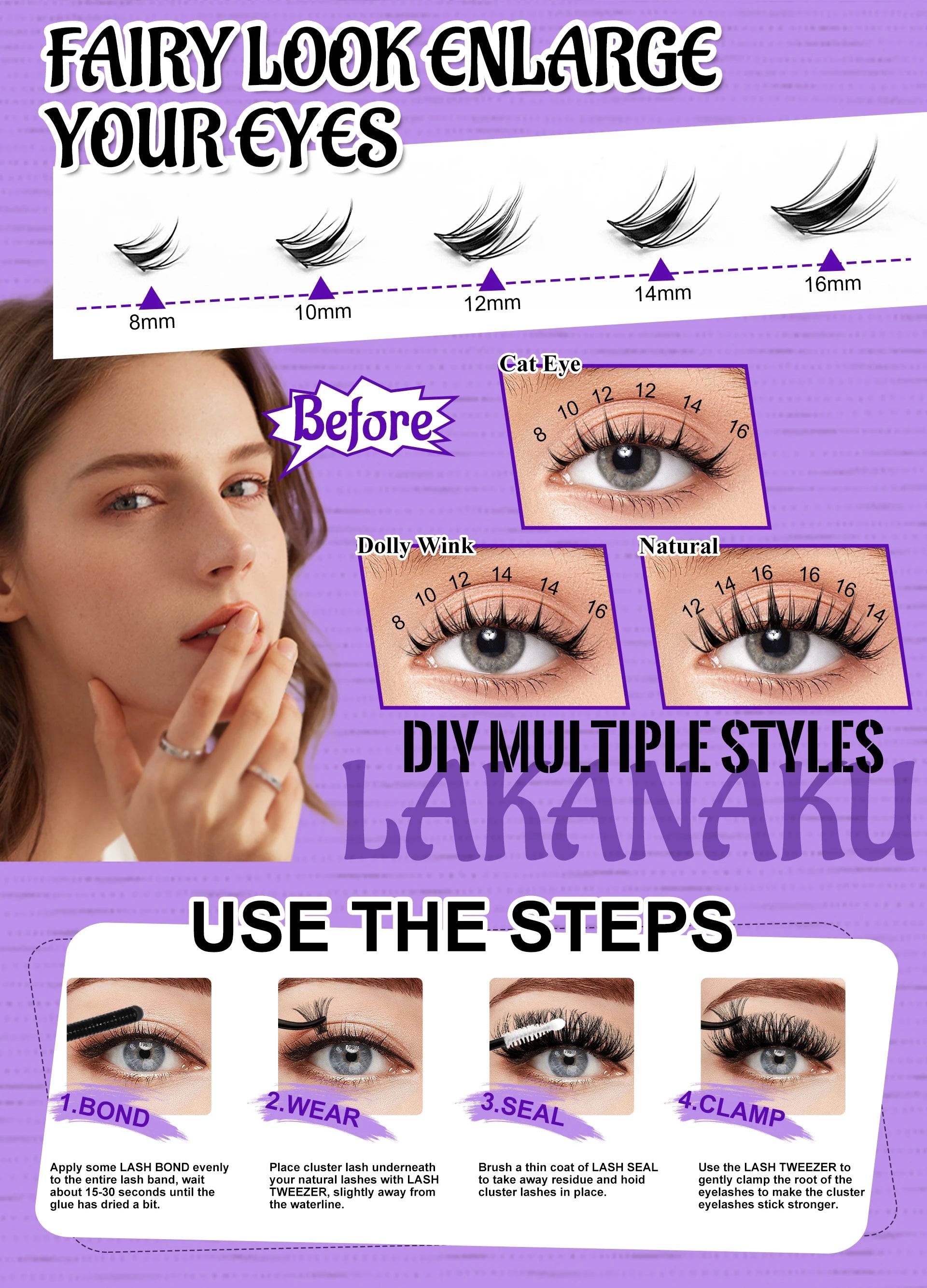 Spiky Manga Lashes Cluster Anime Eyelashes, Doll Eye Effect, Lightweight & Fluffy, Easy Application for Beginners Spiky Lashes