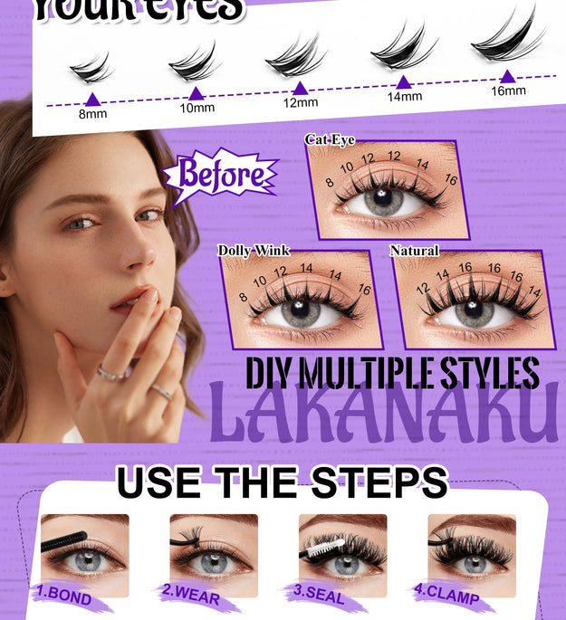 Spiky Manga Lashes Cluster Anime Eyelashes, Doll Eye Effect, Lightweight & Fluffy, Easy Application for Beginners Spiky Lashes
