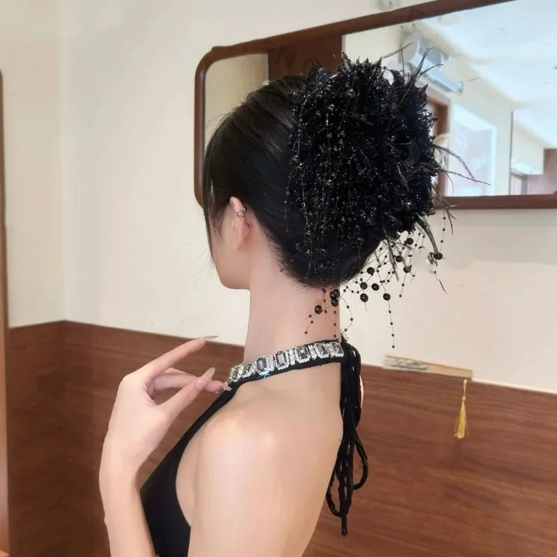 New Large Chiffon Bow Hair Claw Clip Elegant Large Size Fabric Ribbon Flower Hair Clip Jaw Clamps Accessories For Women Hairpins