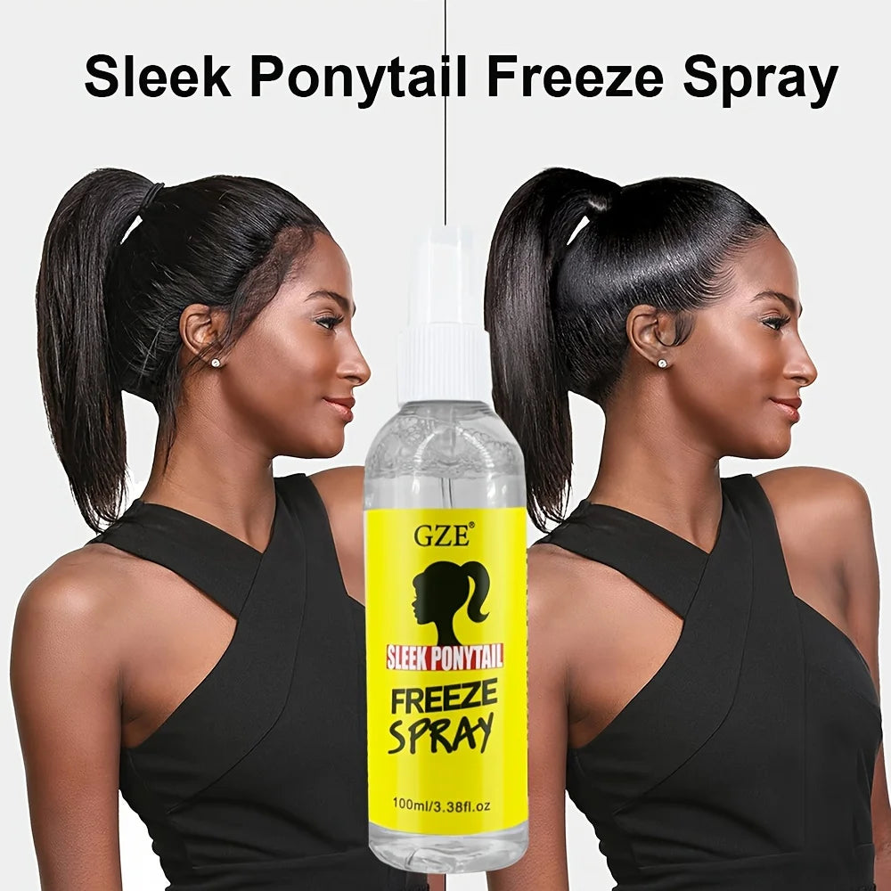 GZE Sleek Ponytail Freeze Spray - Long Lasting Hold, Frizz Control, and Shine - Non-Sticky Formula for Professional Looking - BlissFully
