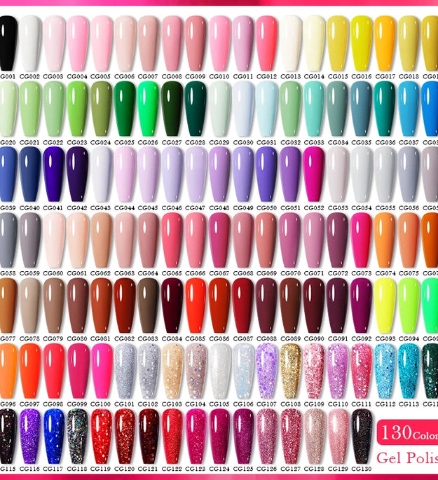 BORN PRETTY 10ml Gel Nail Polish Gel 130 Colors Semi Permanent Solid Nail Gel Varnish Soak Off UV Gel for Base Top Coat
