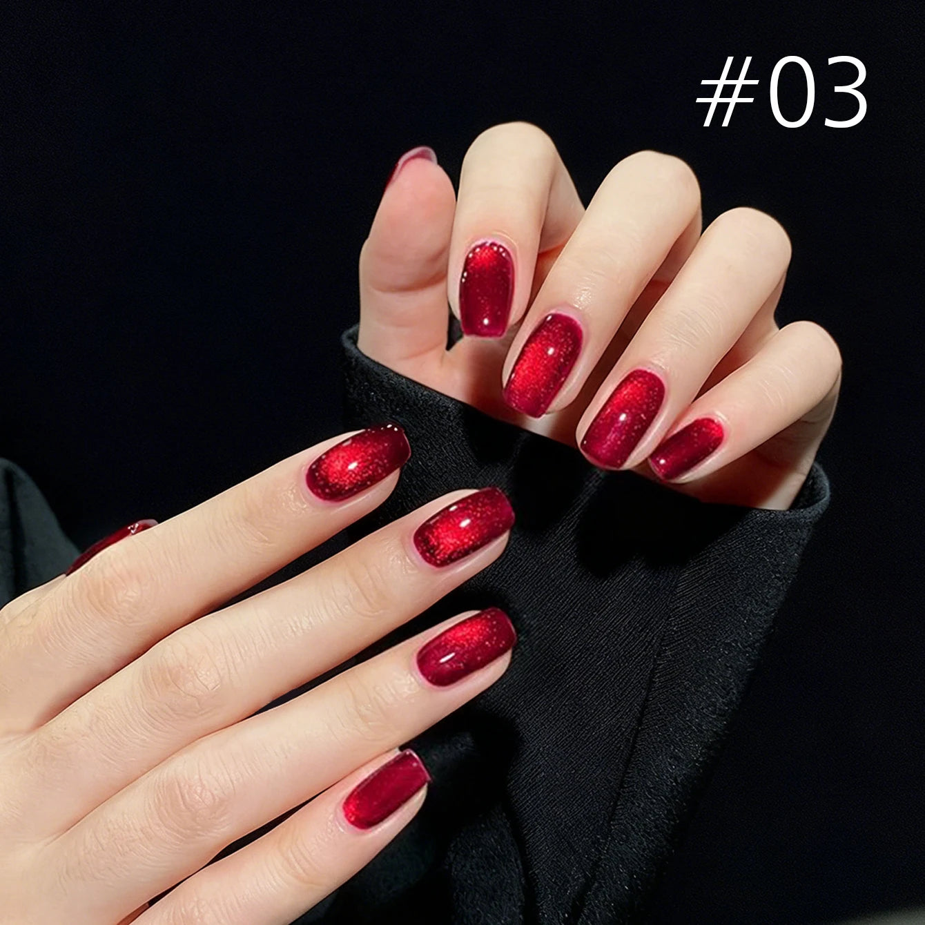 12ML 1-21PCS Winter And Autumn Whitening Red Glass Bead Cat Eye Magnet Gel Nail Polish Christmas Nails Nail Set Nail Art