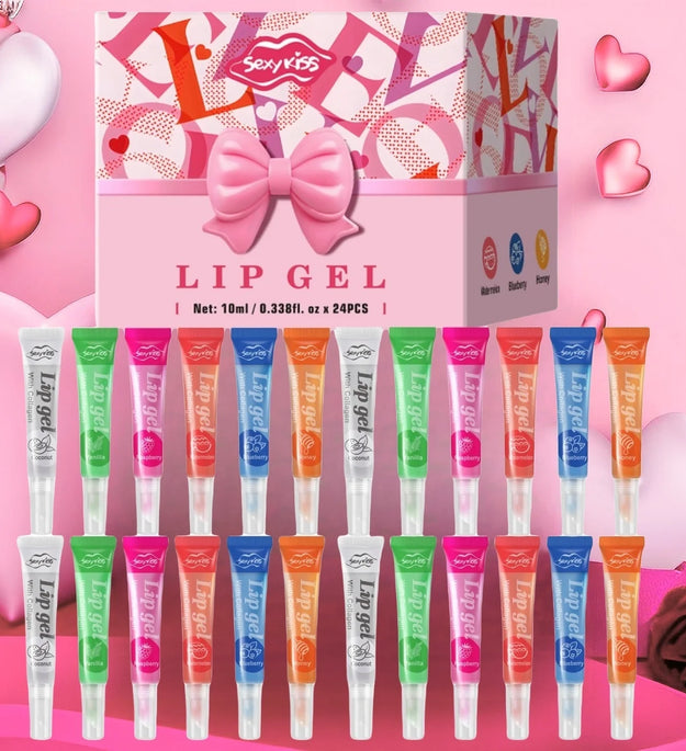 24PCS Luxury Gift Set Lip Balm Jelly Set Hydrating and Glossy for Dry Lips Valentine's Day Gifts Perfect Present for