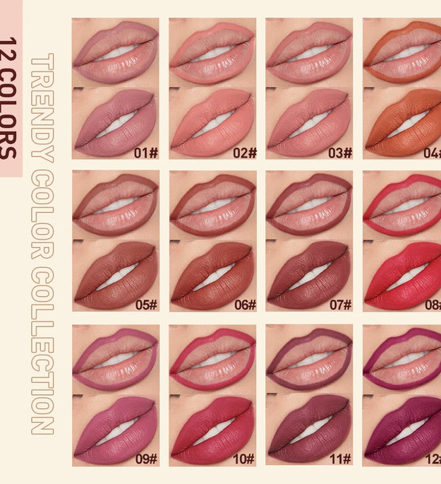 QIBEST 2pcs Lipstick Lipliner Pen Set Matte Nude Lip Liner Pencil Waterproof Long Lasting Lipstick Pen Contour Makeup For Women