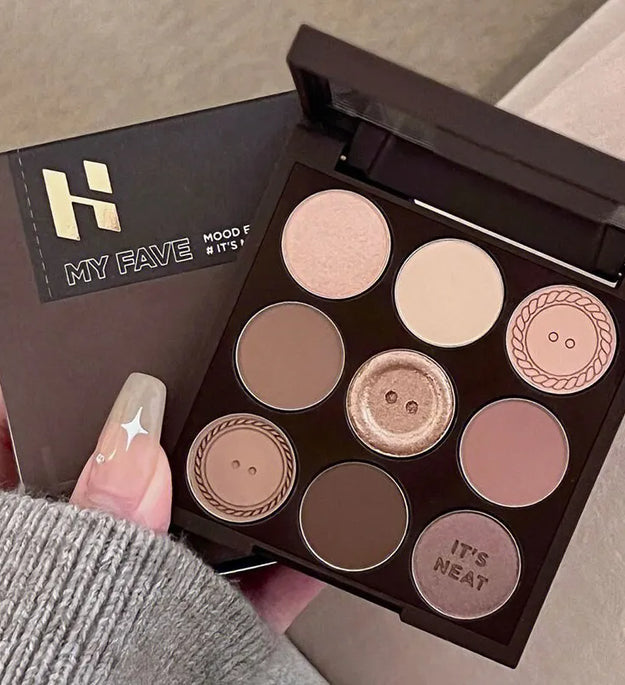 2024 New Nine-Color Sweater Knit Button Eyeshadow Tray Pearl Matte Low Saturation Deep Oat Earth Color