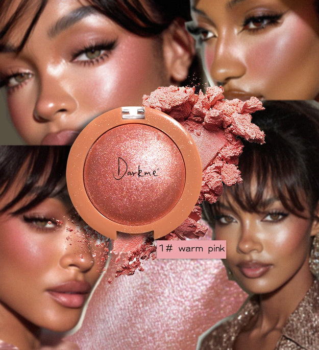 4 Color Highlighter Pearlescent Baked Brightening Blush Powder Cheek Tint Blusher Contour Highlighter Face Shadow Shimmer Rouge