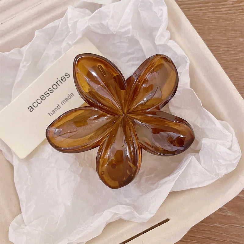 Korean Hawaiian Gradient Flower Hair Claw Clip For Women Girl Fashion Plastic Non Slip Hold Hairpin Barrette Hair Accessories