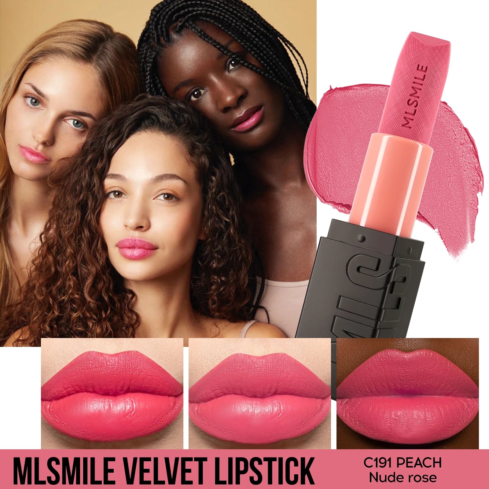 6-Color Embossed Matte Lipstick, Easy to Apply, Moisturizing and Natural Finish Long-Lasting Smooth Texture for Soft and Elegant
