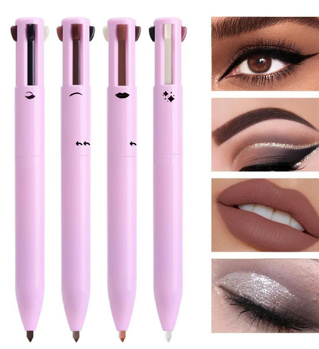4-in-1 multi-functional lip liner, eyeliner and eyebrow pencil 4-color set