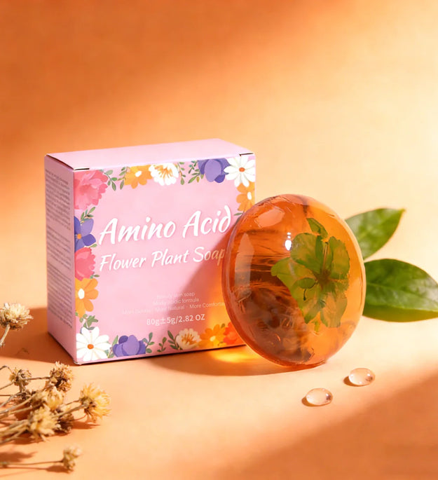 80g Natural Handmade Amino Acid Flower Soap with Coconut Oil Moisturizing Brightening Solid Cleansing and Bath Soap