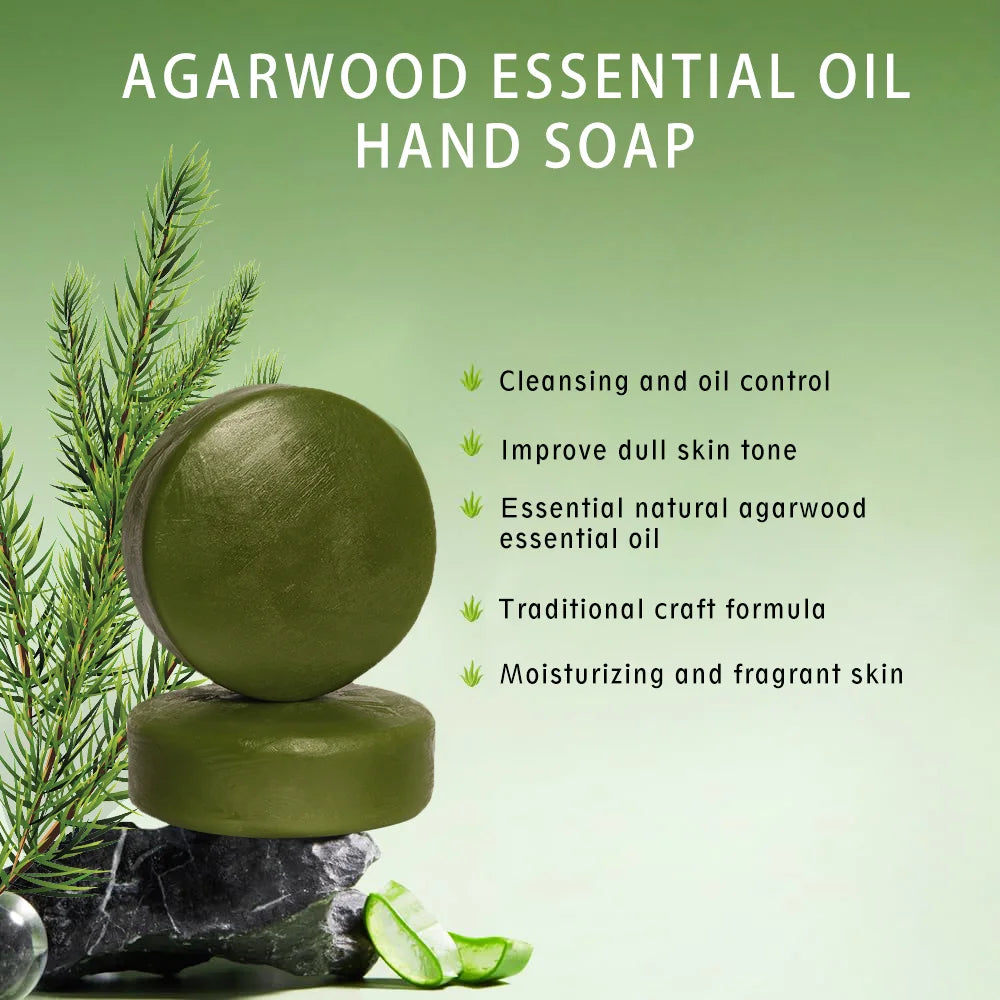 2 Pack Handmade Agarwood Soap] 2 Pack of Agarwood Soap Essential Oil Handmade Soap Sandalwood Soap