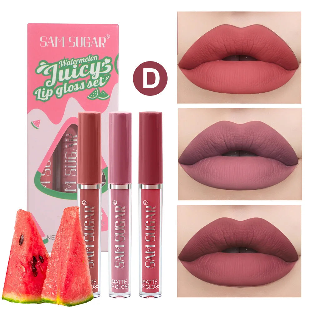 Waterproof Long-lasting Velvet Matte Lip Gloss Set Strawberry Moisturizing Lipstick Kit Beauty Cosmetics Makeup Rose Lip Stain