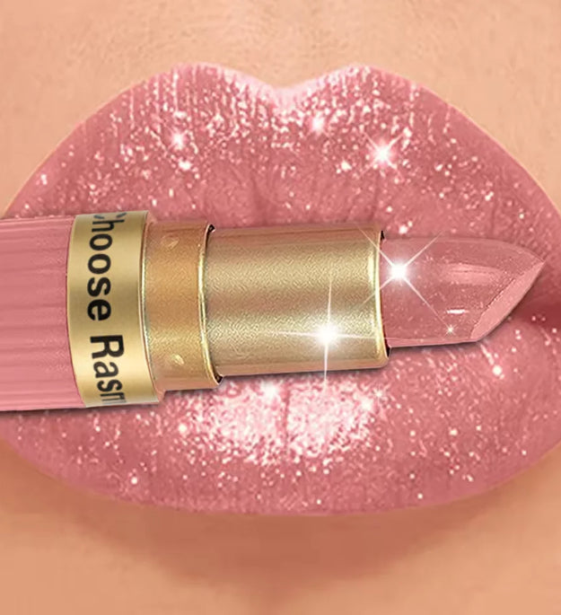 Pearlescent Pink Glitter Velvet Lipstick Metallic Waterproof Long Lasting Matte Shimmer Diamond Lipstick Women Makeup Cosmetic