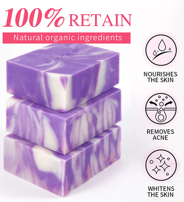 Fresh Lavender Oil Soap Bar, Whitening, Reduce Acne, Smooth Skin, With Niacinamide, Glutathione, For All Skin Types, 150g/5.3 oz