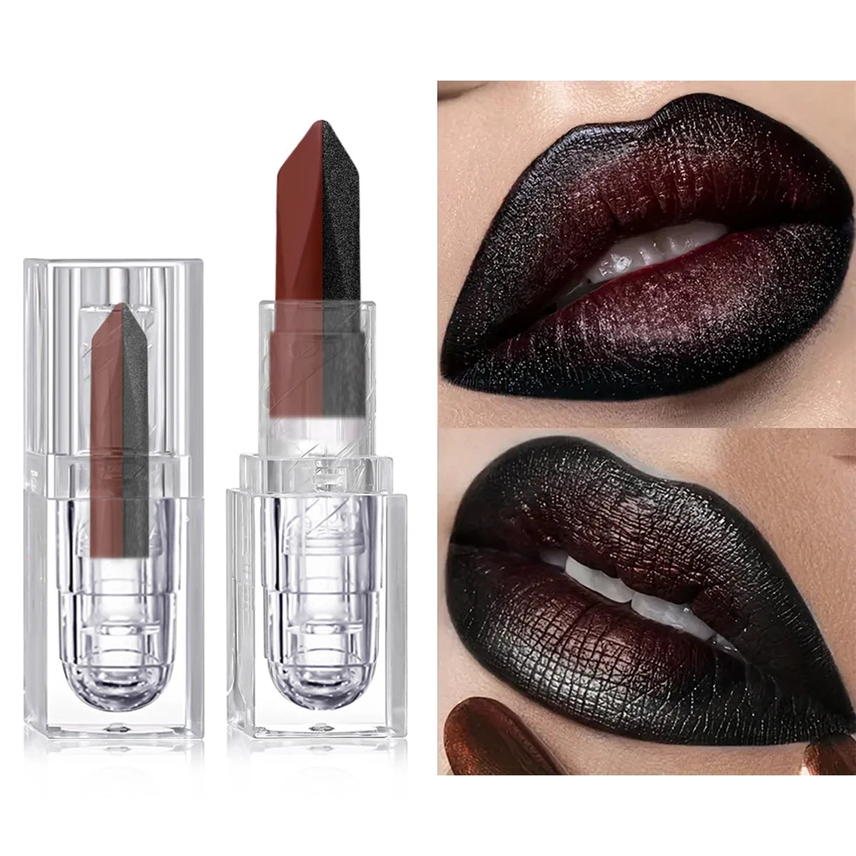 Soft Matte Two Tone 2-in-1 Lipstick Smooth Matte Lip Gloss Bright Color Long lasting Sexy Women's Cosmetics