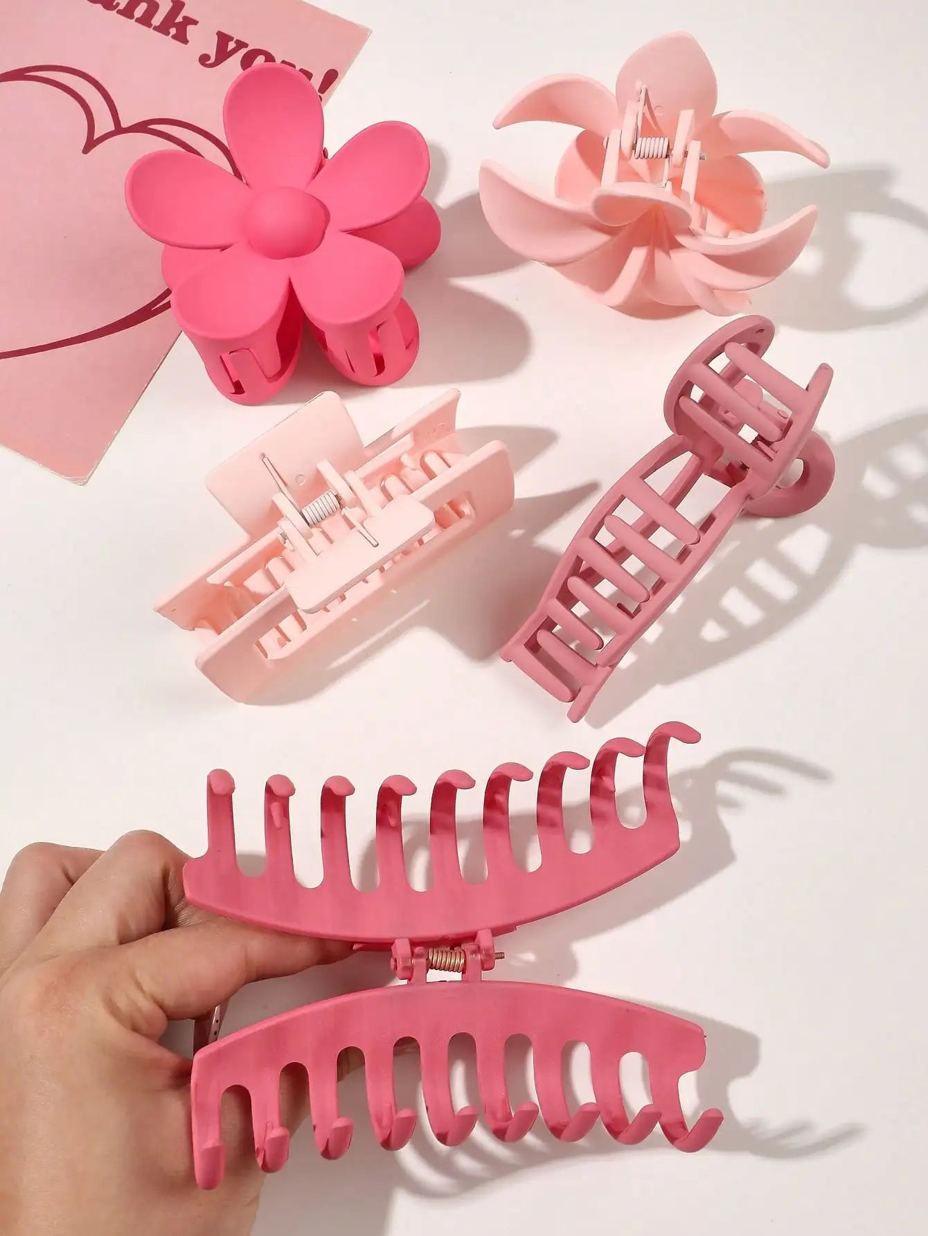 5 Pcs Big Matte Hair Claw Clips Set for Women Girls Mixed Colors Shapes Thin Thick Curly Hair Strong Hold Jaw Clips Banana Clips