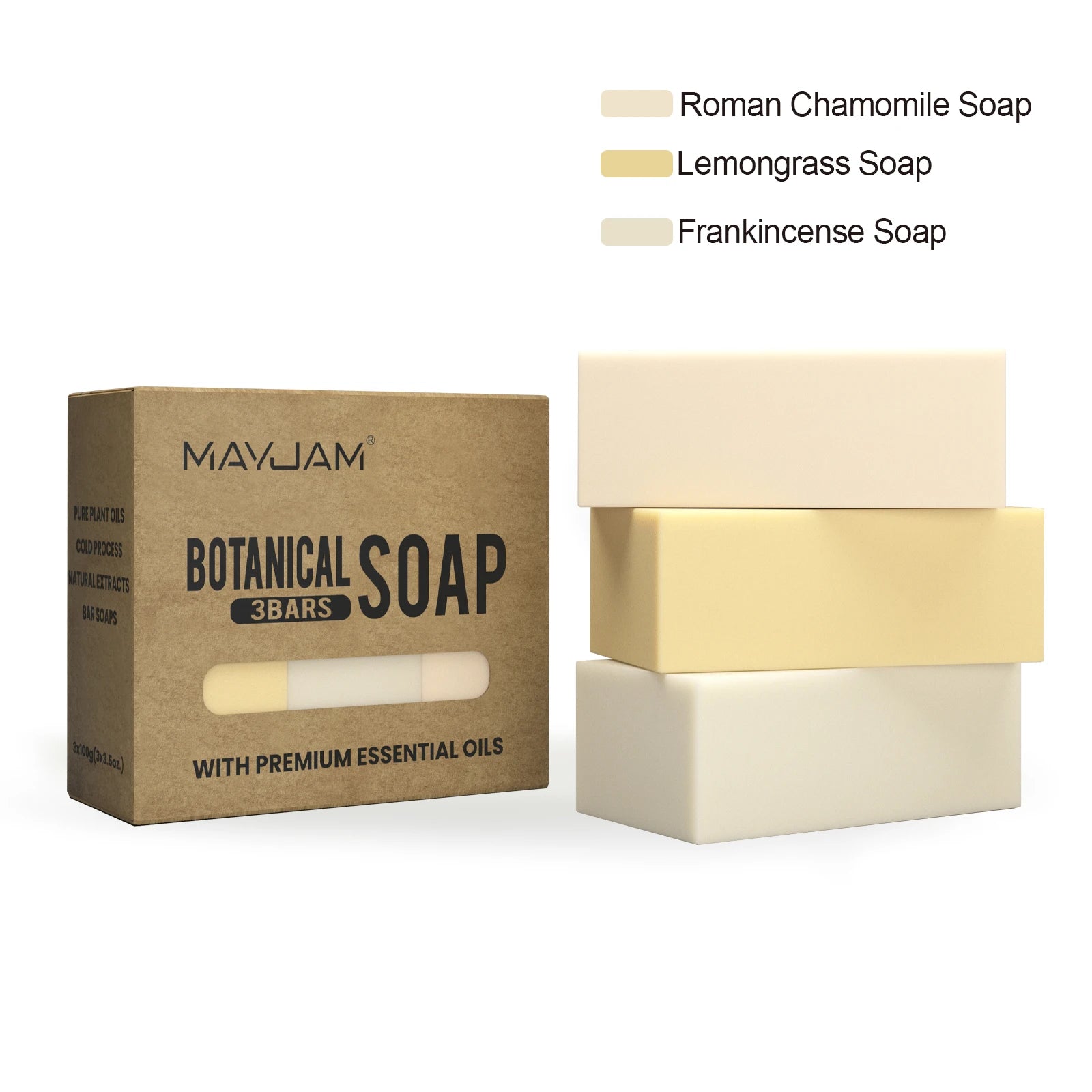 Handmade Soap Gift Set 3 Pack of Essential Oil Soap Chamomile Tea tree Lemongrass Frankincense Clary Sage Scented Soap Cleaning