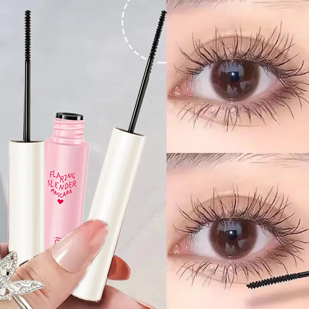 Silk Fiber Curling Mascara, Ultra-Fine Brush, Lengthening & Volumizing, Waterproof, Smudge-Proof, Long-Lasting, Unisex, Eye Safe