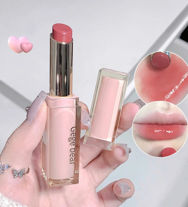 Silky Glossy Lipstick Gege Bear Pump Lips Moisture Water Bomb Comfortable Ultra Sheen Non-Stick Cup Lip Balm