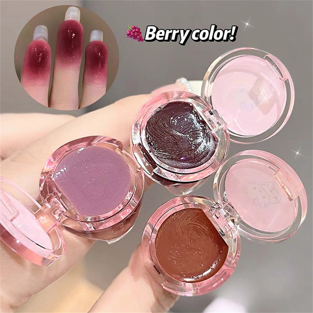 Crystal Grape Mirror Glassy of Cute Ring Lipstick Hydrating Sheer Glitter Tint Lip Balm Non-Sticky Plumper Lip Gloss Makeup