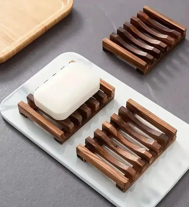 Creative Wooden Soap Holder Drainage Rack Carbonized Bamboo Bathroom Organizer for Shower Shelf Non Slip Soap Tray Ventilation