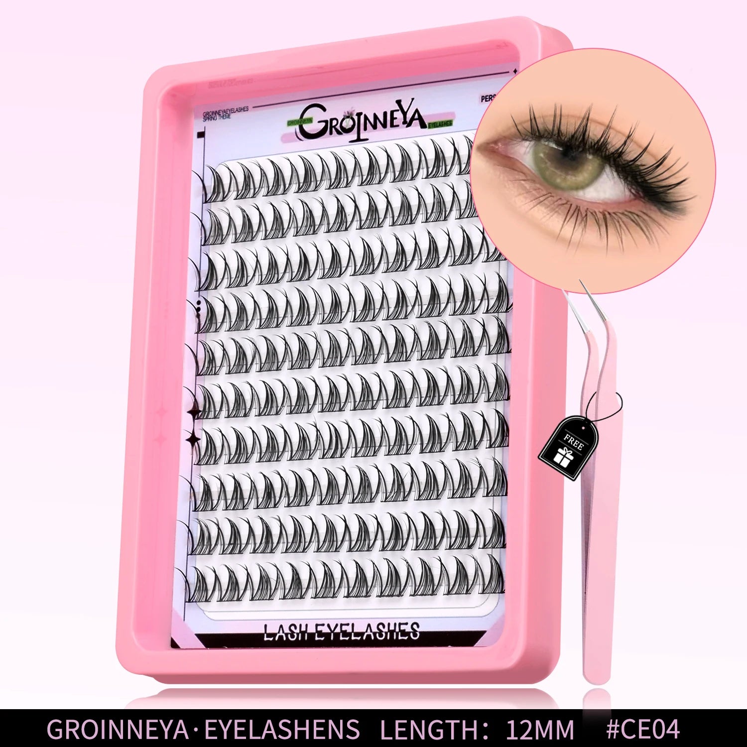GROINNEYA Natural Cluster Lashes Manga Lashes Soft Cross Wispy Individual Cluster Eyelashes Extension Makeup
