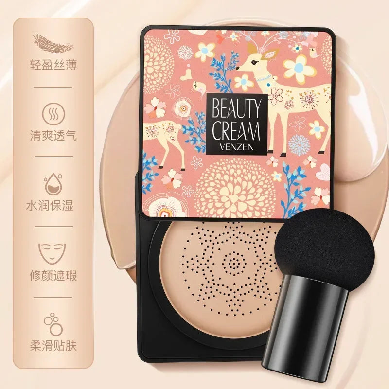 Waterproof BB Cream Mushroom Head Air Cushion CC Cream Moisturizing Matte Full Coverage Acne Scars Brighten Skin Tone Cosmetics